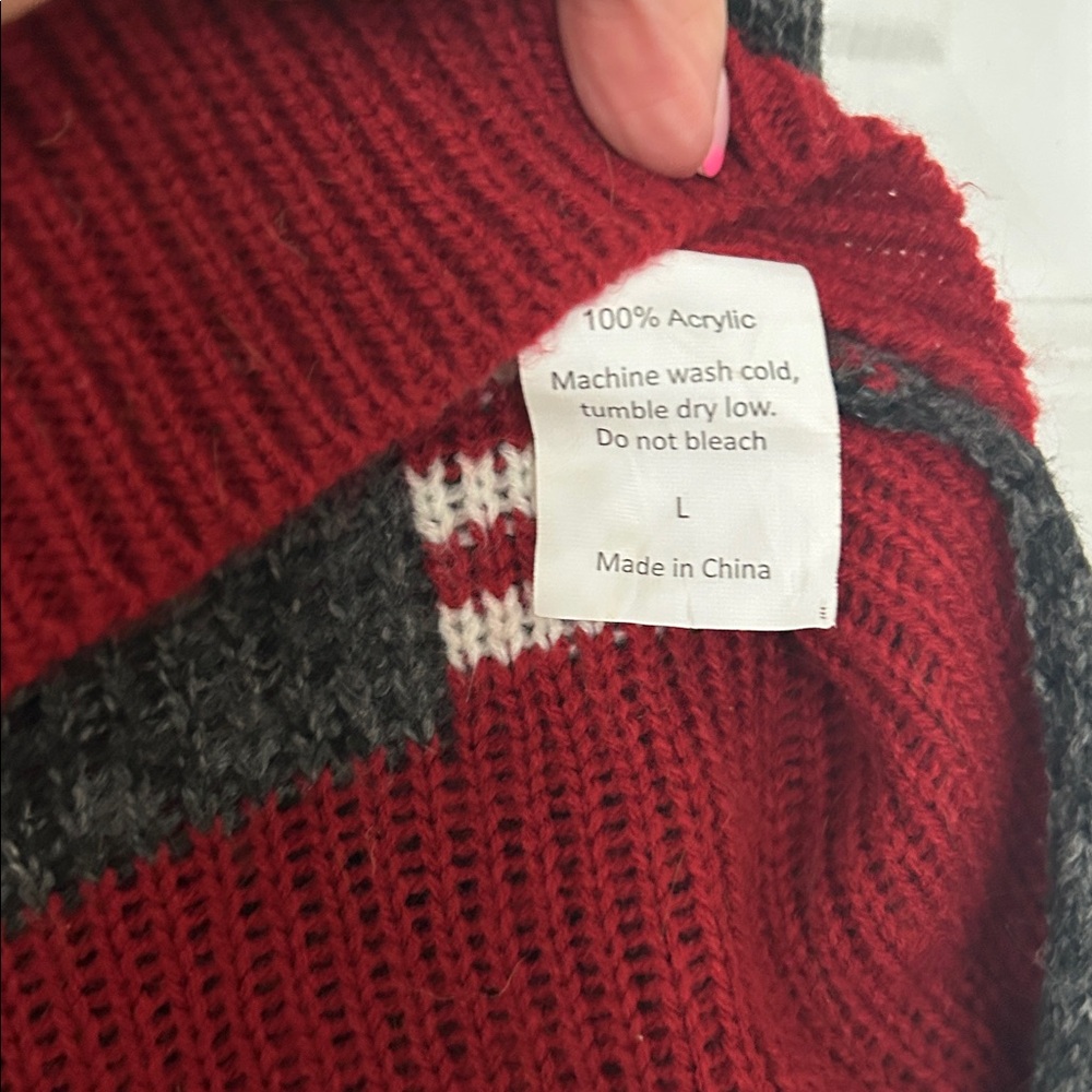 Eddie Bauer Dog sweater Charcoal Knit with American Flag & Red Trim size Large - Picture 4 of 6
